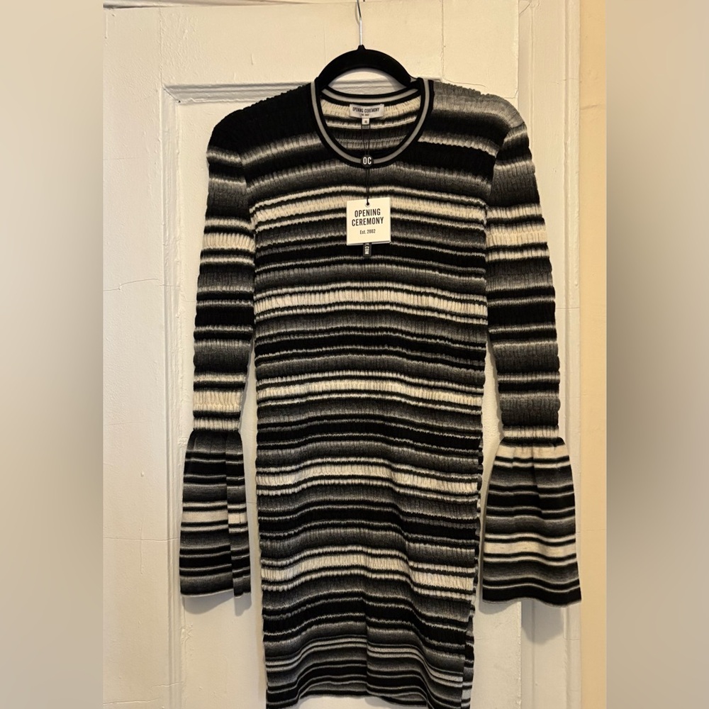 Opening Ceremony Monochrome Striped Dress